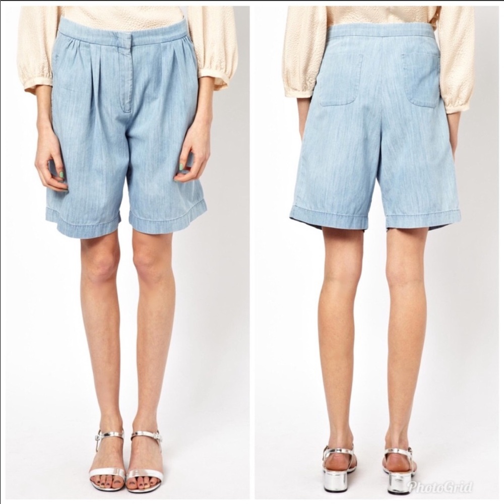 See by Chloe Chambray Culottes in Blue Shorts 10